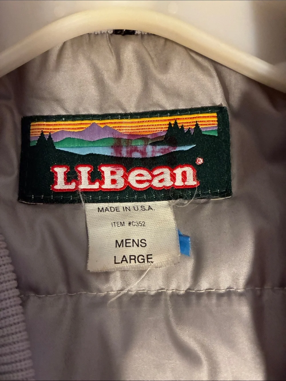 L.L. Bean Men's Navy Puffer Jacket with Teal Collar